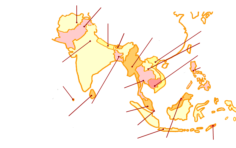 east asia map with capitals. east and southeast asia map